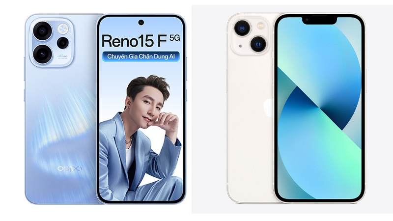 So sánh OPPO Reno15 F 5G và iPhone 13