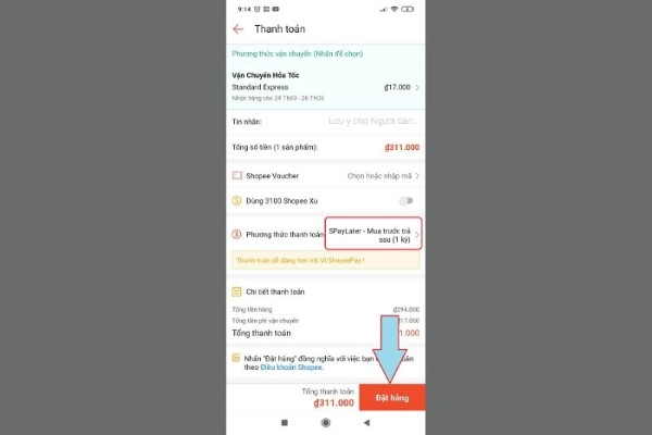 Kiểm tra thông tin và nhấn Đặt hàng