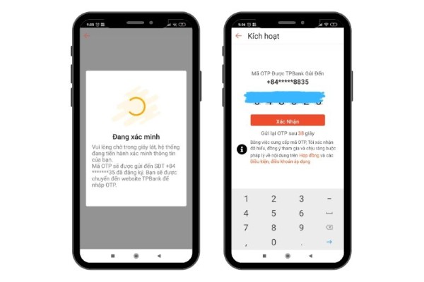 Nhập mã OTP để hoàn tất kích hoạt