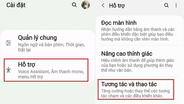 Chọn Tương tác và thao tác