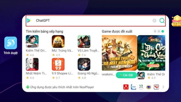 Mở NoxPlayer và nhập từ khóa “ChatGPT”
