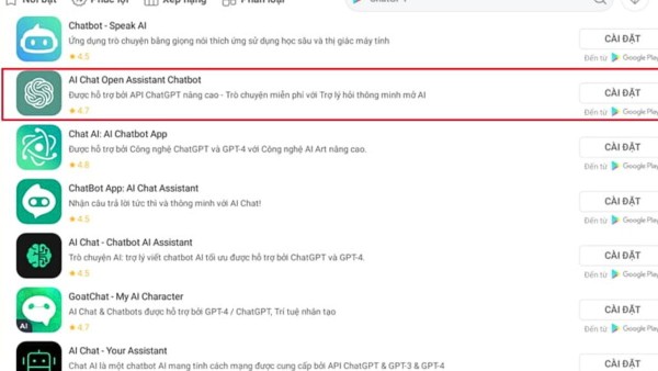 Tìm ứng dụng AI Chat Open Assistant Chatbot