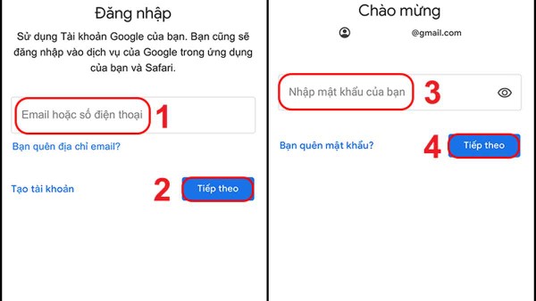 Nhập email hoặc số điện thoại và mật khẩu đăng nhập tài khoản