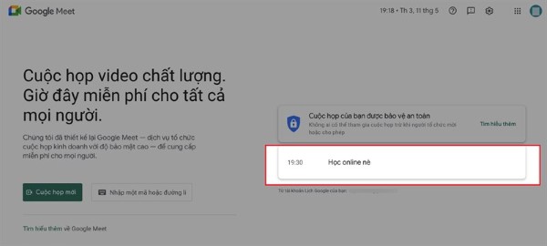 Nhấn vào tên cuộc họp