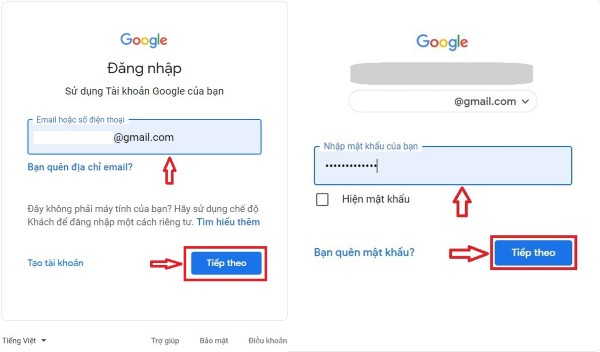 Đăng nhập bằng tài khoản Google 
