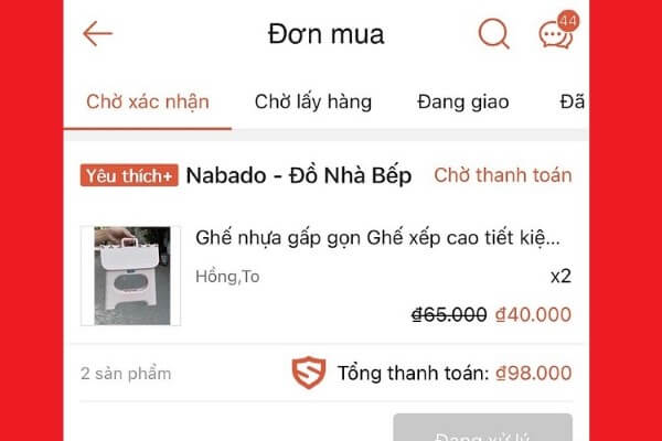 Nếu đơn hàng ở trạng thái “Chờ xác nhận” thì sẽ tự động huỷ đơn
