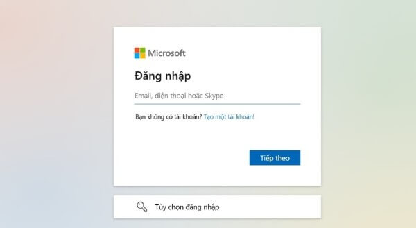 Chọn “Tạo tài khoản mới”