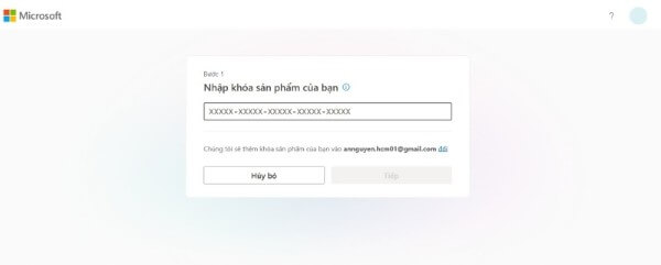 Chọn “Tôi đã có khóa sản phẩm” để kích hoạt