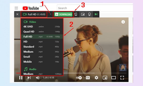 Nhấn Download/Tải xuống