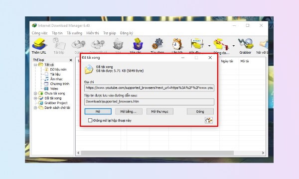 Video tải về sẽ được lưu trên máy tính