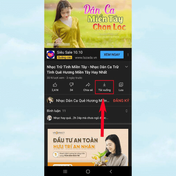 Chọn video →  nhấn vào nút Tải xuống