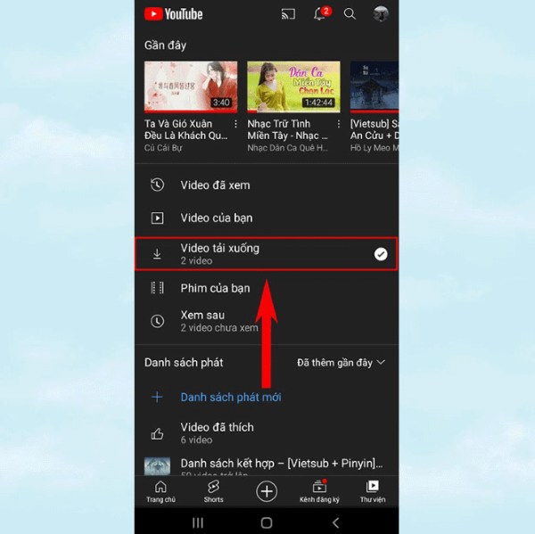 Chọn Video tải xuống để xem lại 