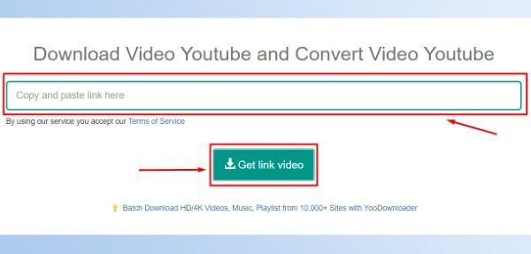 Dán URL video YouTube vào ô nhập