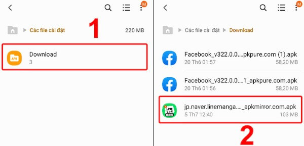 Nhấn vào file APK vừa tải → chọn Cài đặt 