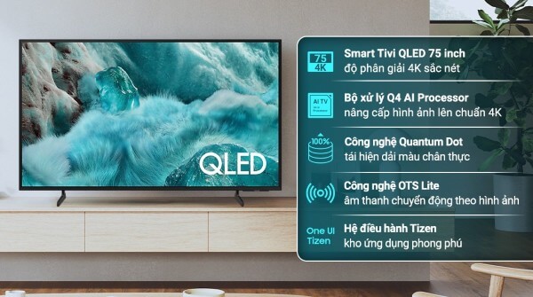 Smart Tivi QLED Samsung AI 4K 75 inch QA75Q7FA