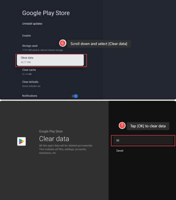 Chọn Xóa bộ nhớ đệm → Xóa dữ liệu