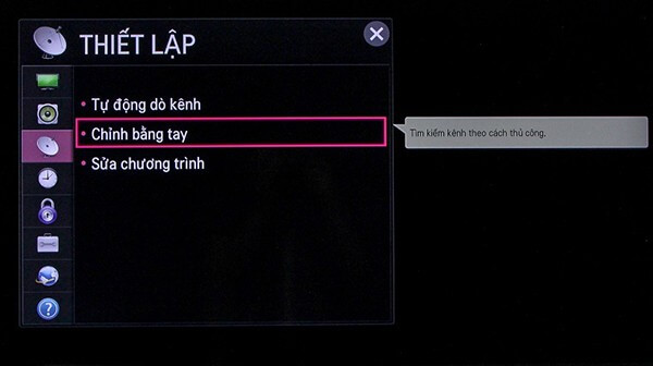 Tiến hành dò lại kênh bị lỗi bằng dò tay hoặc dò thủ công