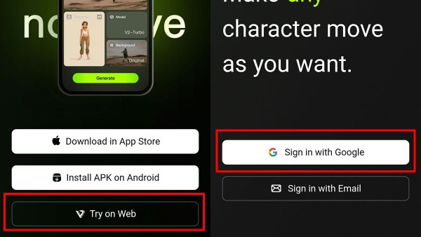 Chọn “Sign in with Email” hoặc “Sign in with Google” 