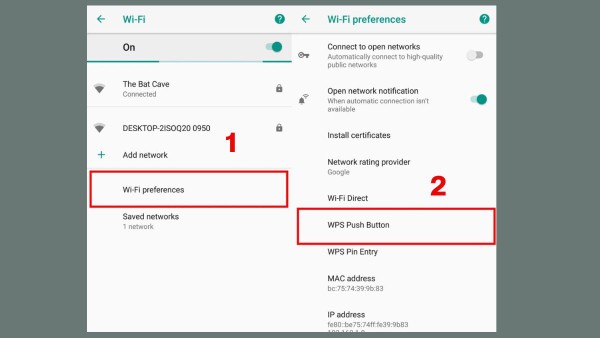 Bật chế độ kết nối WPS Push Button