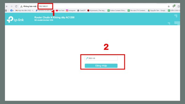Truy cập địa chỉ IP của modem