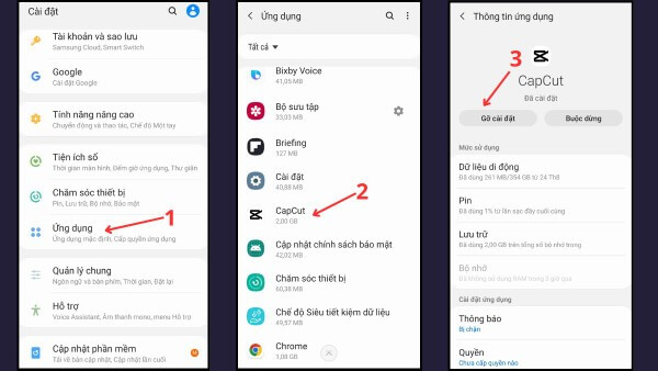 Nhấn Gỡ cài đặt