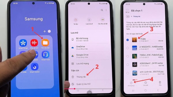 Chọn file > nhấn Khôi phục
