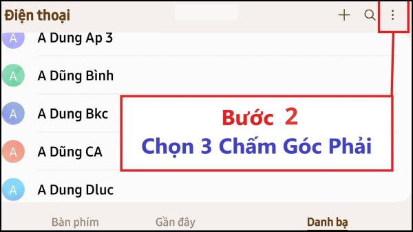 Nhấn biểu tượng 3 chấm/gạch