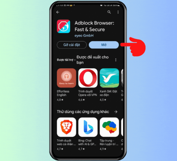 Mở ứng dụng và tiến hành thiết lập
