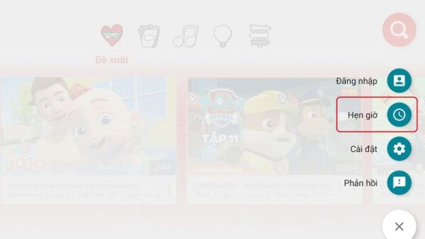Nhấn Hẹn giờ