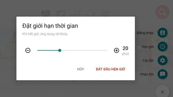Nhấn Bắt đầu hẹn giờ