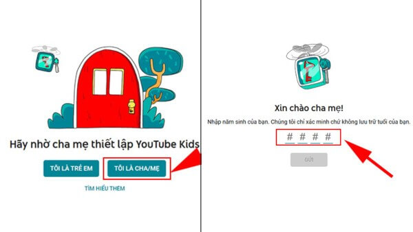 Chọn “Tôi là cha/mẹ”