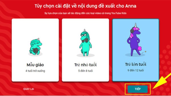 Tạo hồ sơ cho trẻ