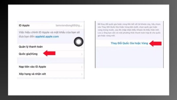 Truy cập mục Quốc gia/Vùng