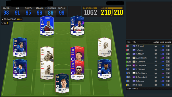 Đội hình Team color Anh