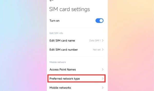 Chọn Loại mạng ưu tiên