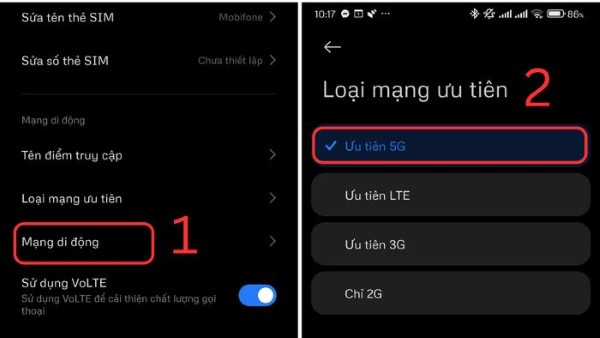 Chọn Loại mạng ưu tiên