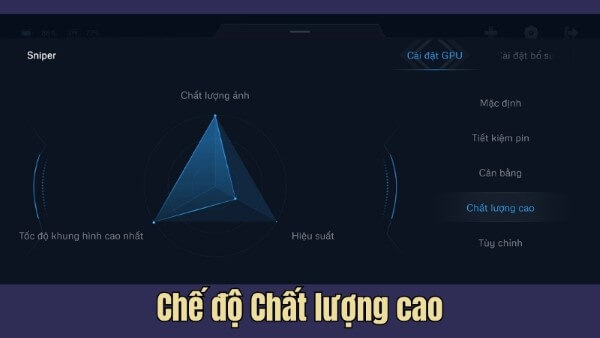 Chế độ Chất lượng cao ưu tiên đồ họa và tốc độ khung hình