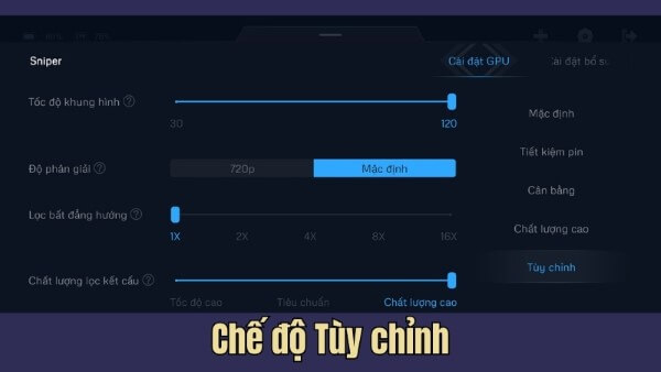 Chế độ Tùy chỉnh cho phép người dùng điều chỉnh từng thông số