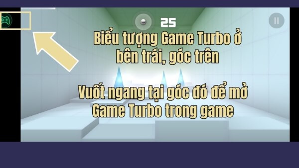 Vuốt ngang biểu tượng Game Turbo vào màn hình