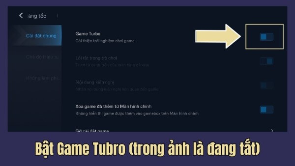 Bật tính năng tăng tốc game