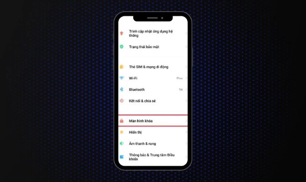 Chọn mục Màn hình khóa