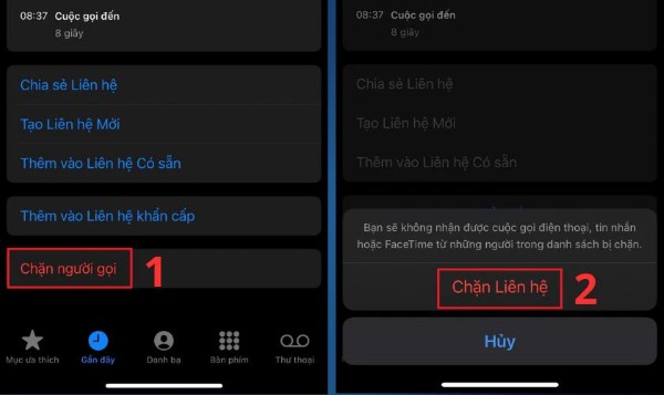 Nhấn Chặn liên hệ