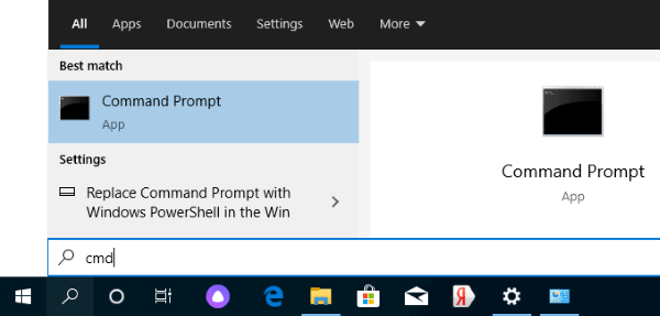 Nhập “CMD” vào ô tìm kiếm và chọn Command Prompt
