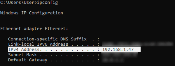 Tìm dòng IPv4 Address