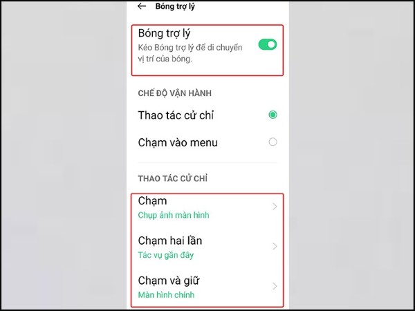 Tùy chỉnh hành động Chụp màn hình
