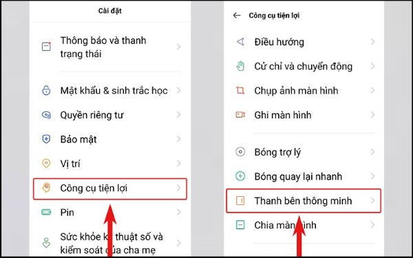Nhấn Thanh bên thông minh
