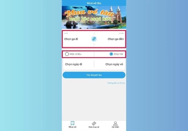 Chọn vé một chiều hoặc khứ hồi
