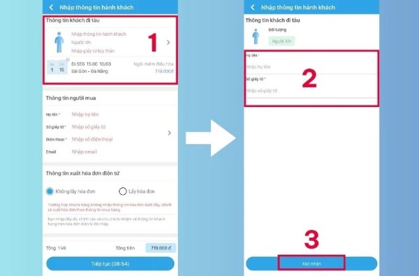 Nhập đầy đủ thông tin khách hàng