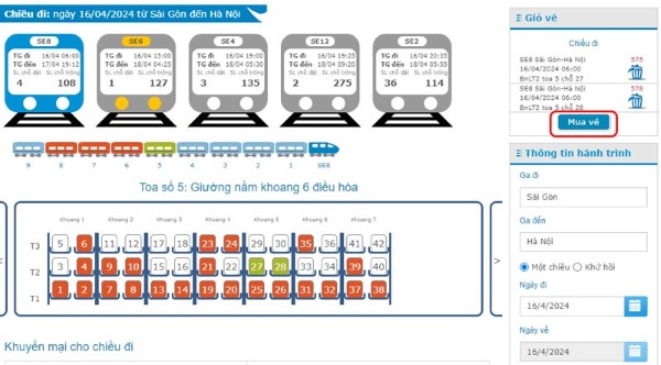 Nhấn vào “Mua vé”