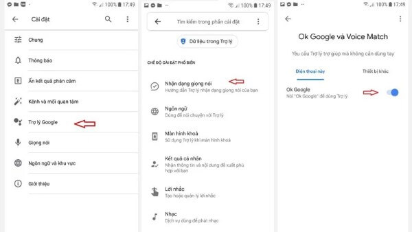 Bật tùy chọn Launch Google Assistant hoặc Open Voice Assistant
